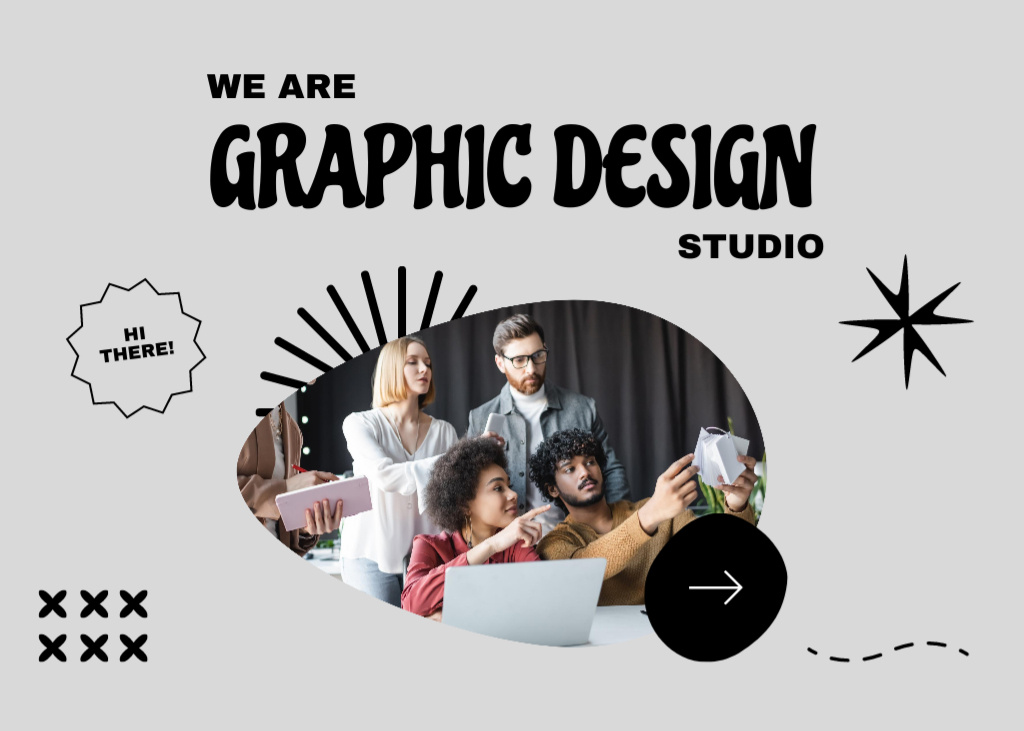 Platilla de diseño Team working in Graphic Design Studio Flyer 5x7in Horizontal
