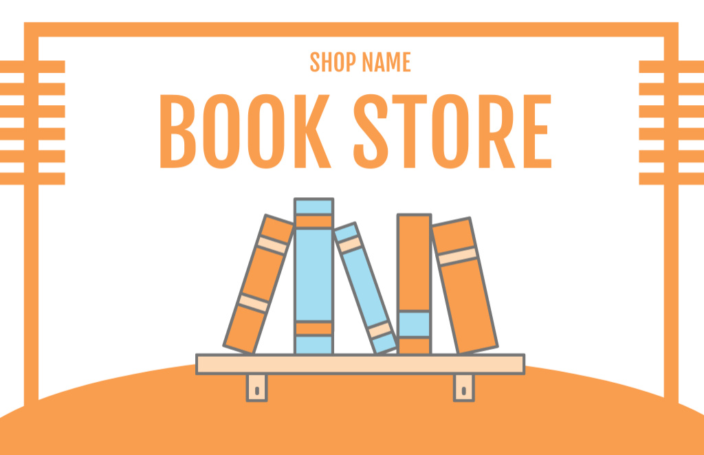 Books Store Ad on Orange Business Card 85x55mm Design Template