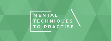 Template di design tecniche mentali offerta di apprendimento sul modello geometrico verde Facebook cover