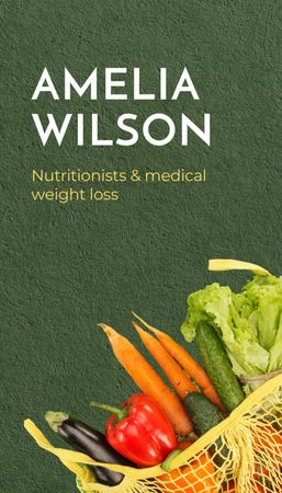 Nutritionist Offers Weight Loss Consultation Business Card US Vertical Design Template