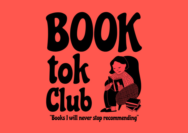 Simple Book Club Invitation on Red Flyer A5 Horizontal Šablona návrhu