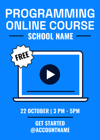 Programming Online Course Announcement with Laptop Invitation Design Template