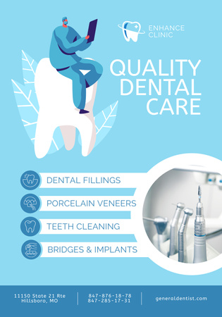 Platilla de diseño Offer of Professional Dentist Services at Clinic Poster 28x40in