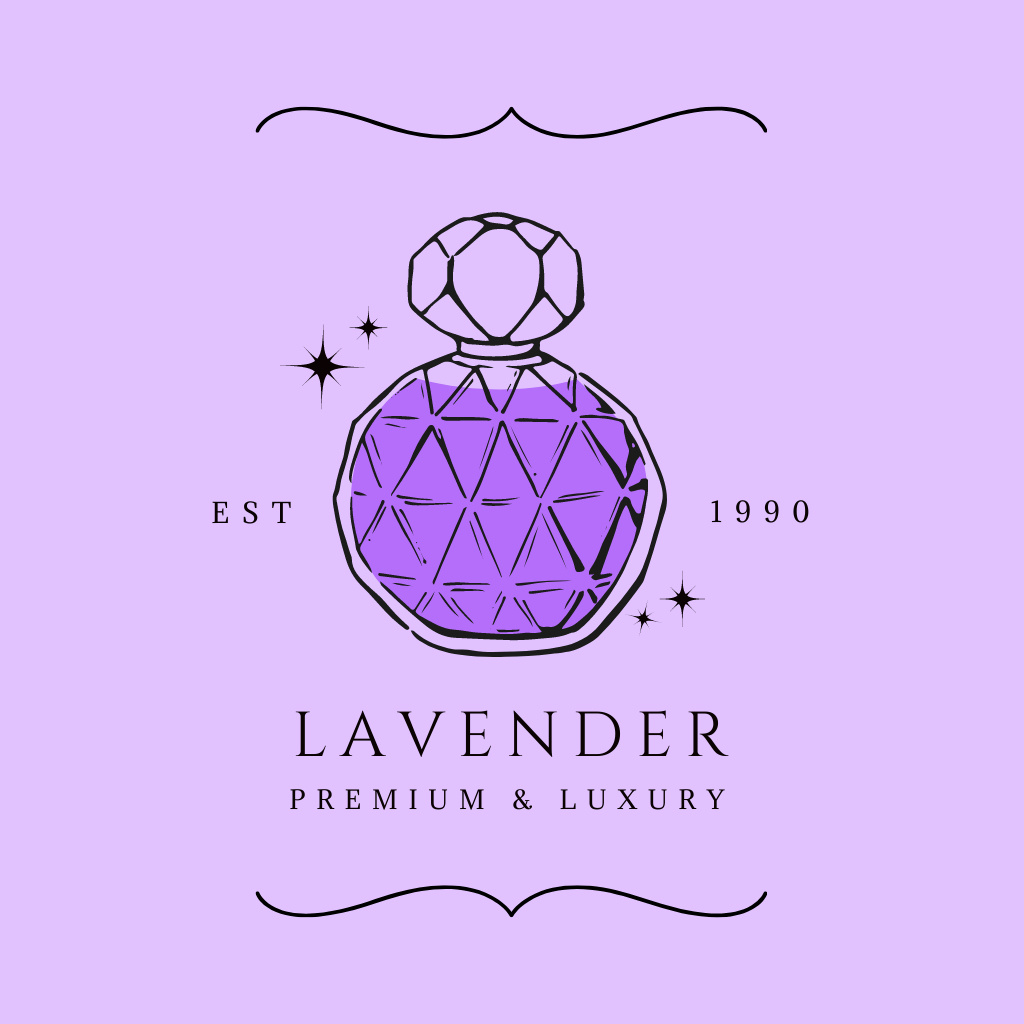 Lavender Perfume Emblem Logo Design Template