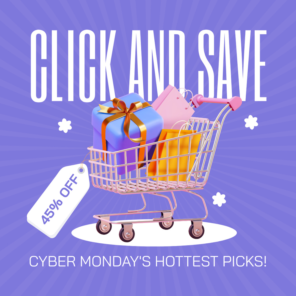 Buy in One Click and Save Money on Cyber Monday Instagram AD Modelo de Design