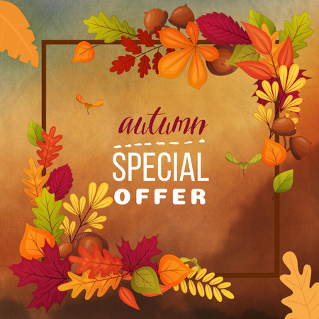 Autumn Inspiration with Golden Foliage Frame Animated Post Design Template