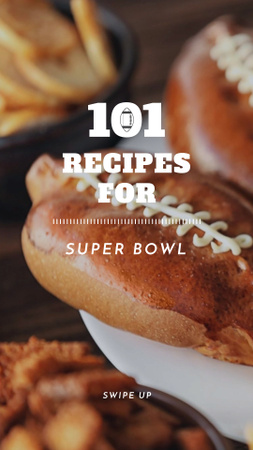 super bowl receptek rögbi labda alakú pitével Instagram Story tervezősablon