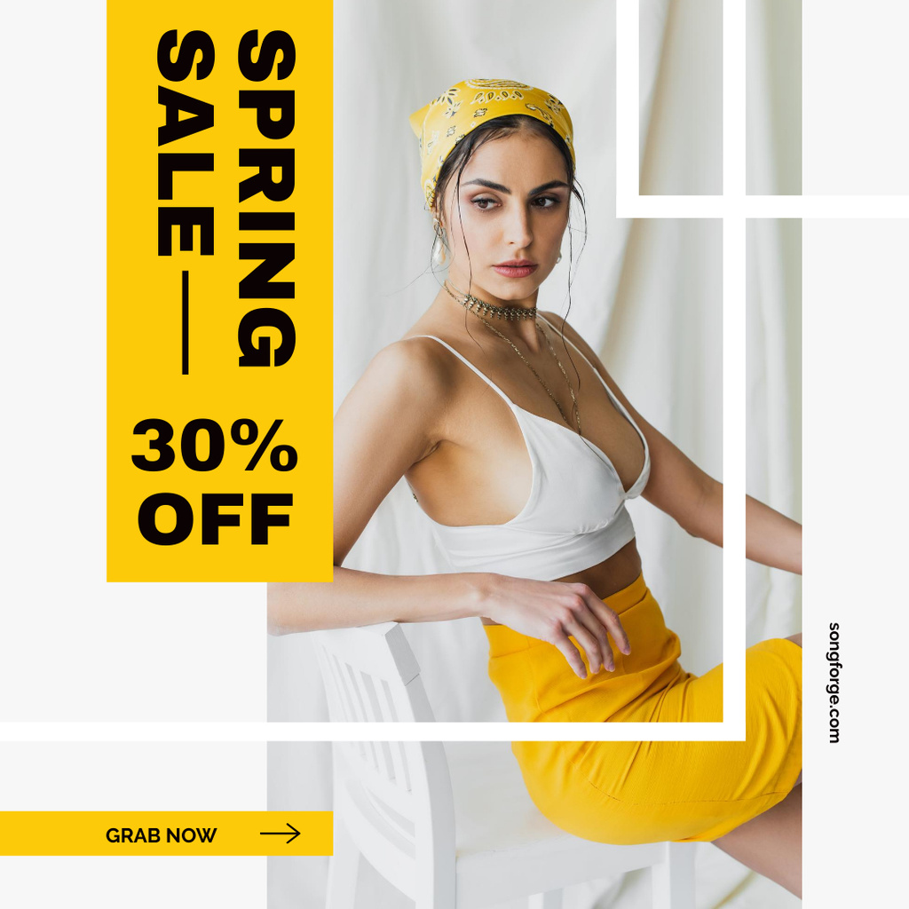 Szablon projektu Spring Female Fashion Clothes Sale with Beautiful Woman Instagram