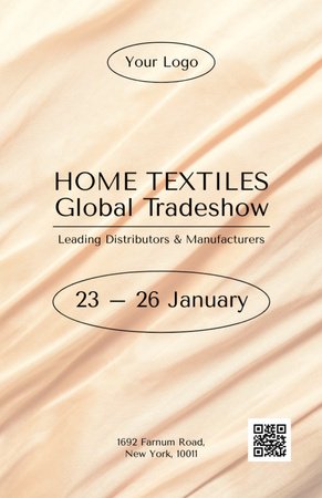 Home Textiles Event Announcement With Beige Silk Invitation 5.5x8.5in tervezősablon