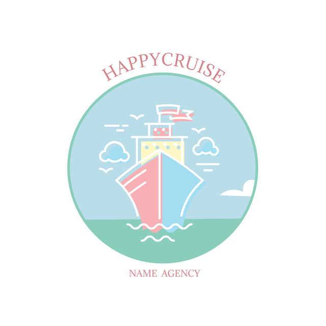 Happy Cruise by Ship Animated Logo Design Template