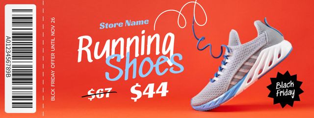 Best Running Shoes Sale Offer on Black Friday Coupon Design Template