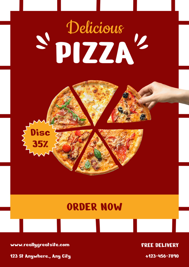 Discounted Pizza Order Poster Tasarım Şablonu