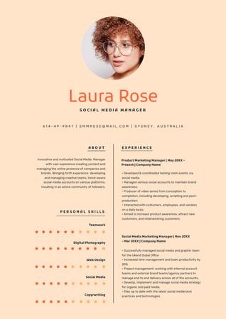 Media Manager Skills and Experience Resume Design Template