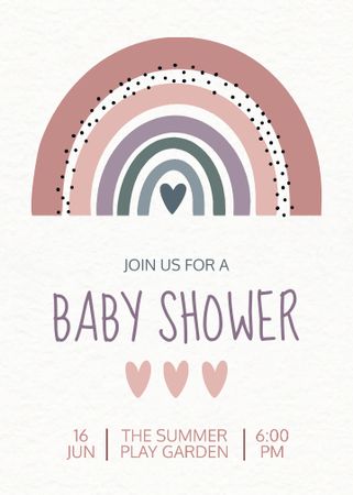 Plantilla de diseño de Baby Shower Holiday Announcement with Rainbow Illustration Invitation 