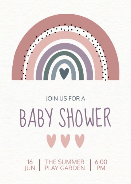 Baby Shower Holiday Announcement with Rainbow Illustration Invitation Design Template