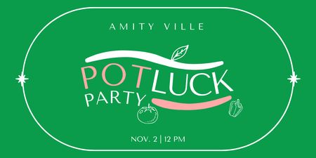 Potluck Party Invitation in Green Twitter Design Template