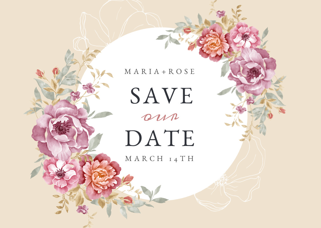 Wedding Day Announcement with Tender Roses Card – шаблон для дизайну