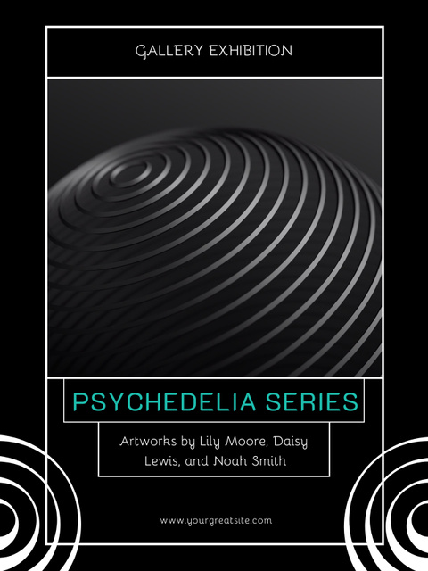 Psychedelic Exhibition Event Announcement Poster US – шаблон для дизайну