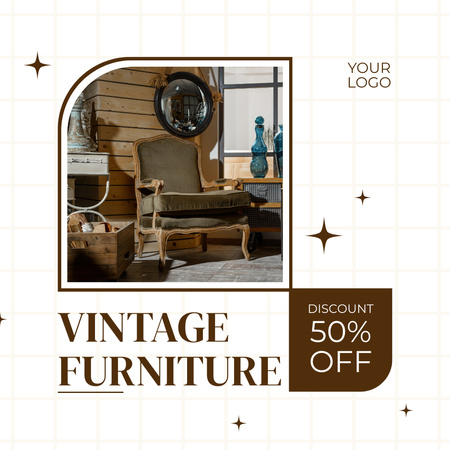 Designvorlage Elegante Möbelstücke mit Rabatt im Antiquitätengeschäft für Instagram