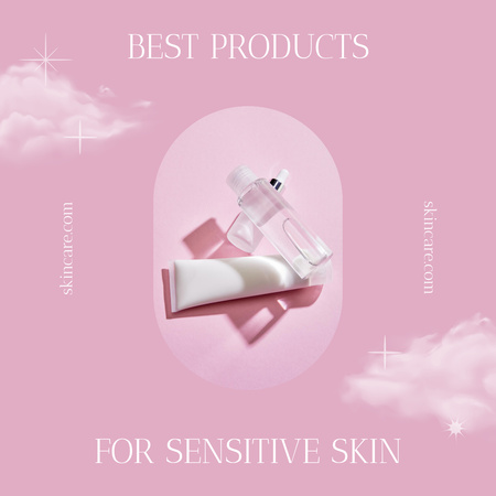Sensitive Skin Care Products Pink Instagram Design Template