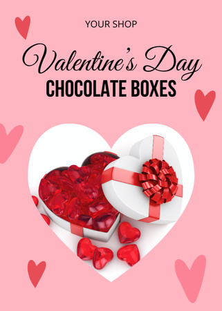 Ontwerpsjabloon van Flayer van Aanbieding chocoladedozen op Valentijnsdag