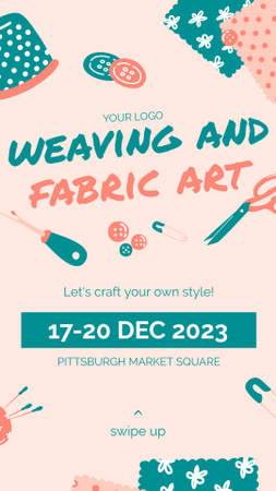 Platilla de diseño Invitation to the Exhibition of Fabrics for Needlework Instagram Story