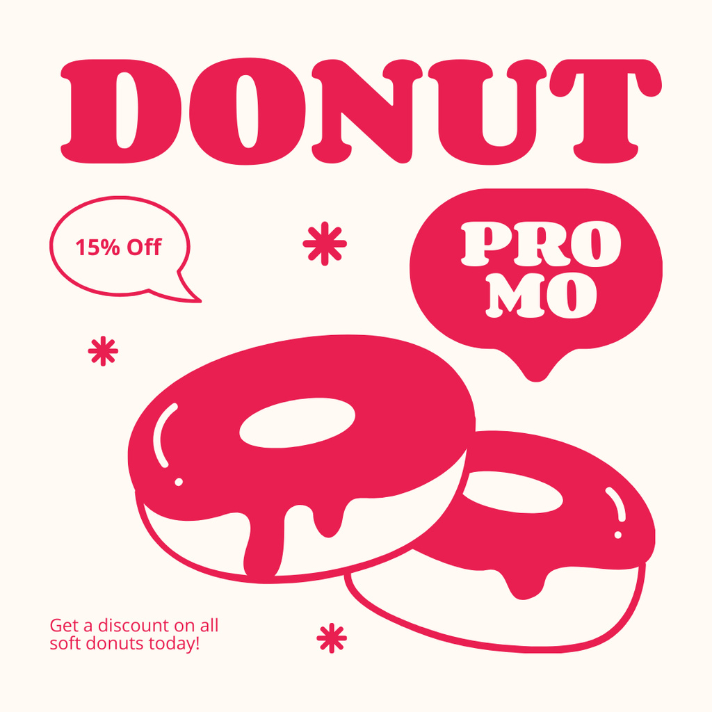 Doughnut Shop Promo with Discount Instagram Tasarım Şablonu