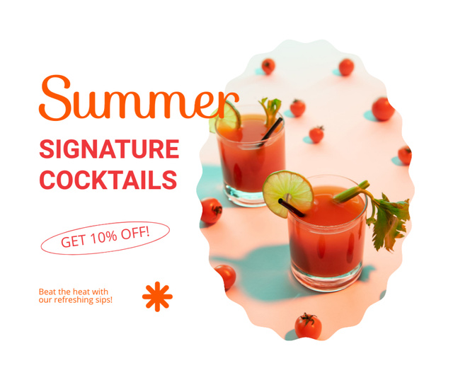 Offer Pleasant Discount on Signature Summer Cocktails Facebookデザインテンプレート