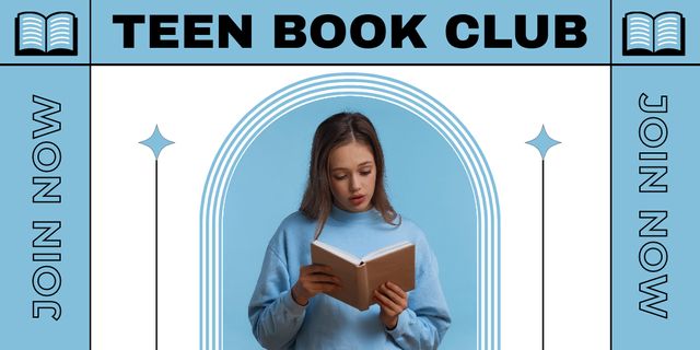 Designvorlage Book Club For Teens In Blue für Twitter