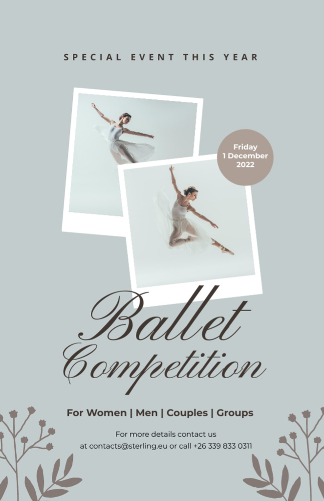 Designvorlage Magnificent Ballet Competition In Winter für Flyer 5.5x8.5in