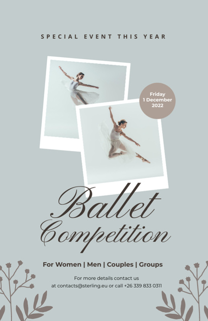Magnificent Ballet Competition In Winter Flyer 5.5x8.5in Design Template