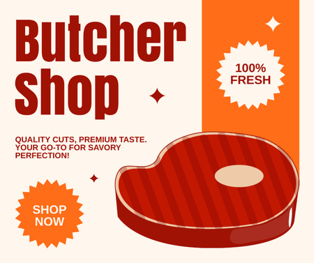 Steaks in Butcher Shop Facebook Design Template