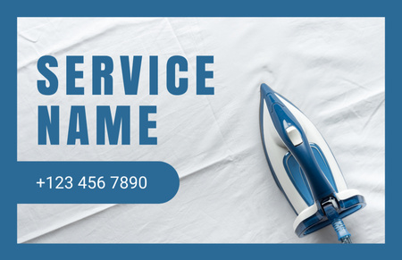 Offer of Laundry Services with Iron Business Card 85x55mm Design Template