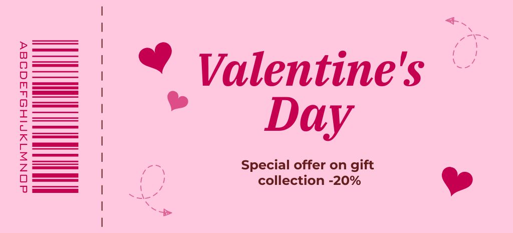 Szablon projektu Valentine's Day Gift Collection Special Offer with Hearts Coupon 3.75x8.25in