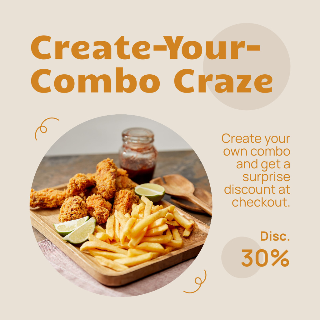 Surprise Discount Offer with Delicious Food Instagram ADデザインテンプレート