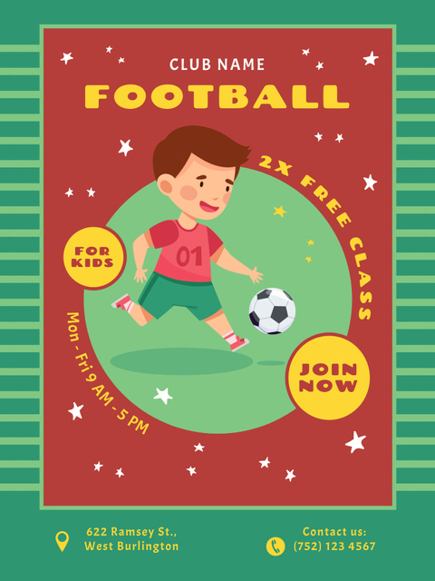 Plantilla de diseño de Football Club Offer for Kids Poster US 