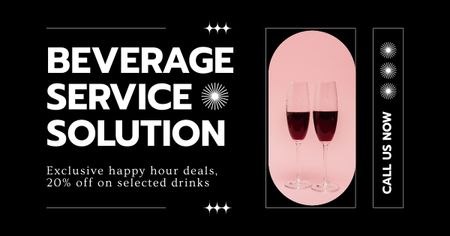 Beverage Catering Services with Red Wine Glasses Facebook AD Design Template