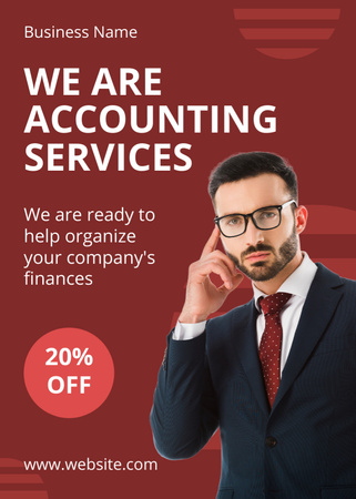Platilla de diseño Offer of Accounting Services with Confident Businessman Flayer