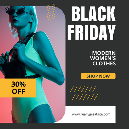 Promoção da Black Friday de roupas femininas modernas Instagram Modelo de Design