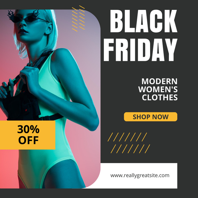 Plantilla de diseño de Black Friday Sale of Modern Women's Clothes Instagram 