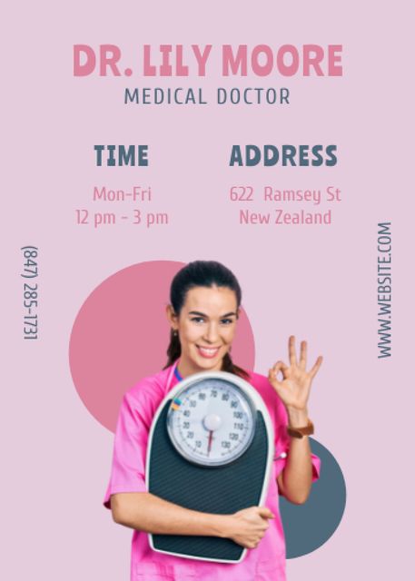 Nutritionist Services Offer with Woman holding Weights Invitation Design Template