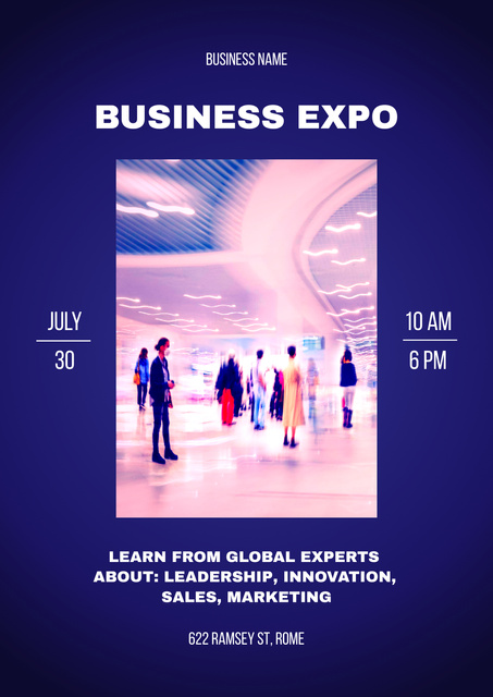 Business Event Announcement Poster Modelo de Design