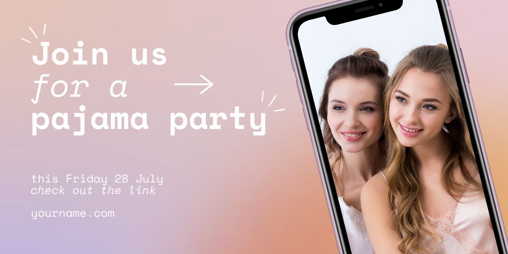 Pajama Party Invitation Twitter Tasarım Şablonu