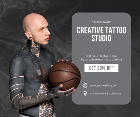 Kreatív és professzionális tetoválóstúdió testművészettel Facebook tervezősablon