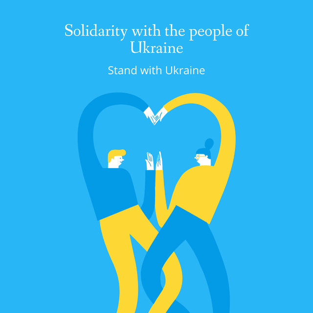 Solidarity with People of Ukraine with Illustration Instagram tervezősablon