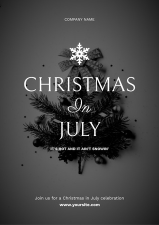 Christmas Party in July with Christmas Tree Flyer A4 Design Template