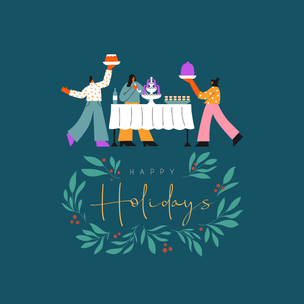 Platilla de diseño Happy People Serving a Holiday Table Instagram