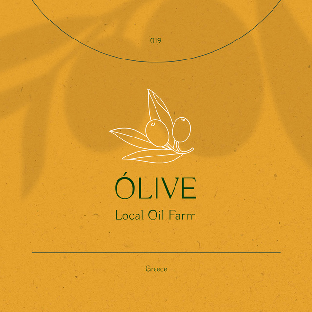 Local Oil Farm Ad with Olive Branch Illustration Logo Modelo de Design