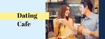 Cute Couple on Date in Cafe Facebook cover Design Template