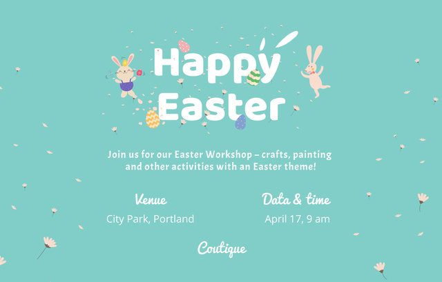 Cute Easter Holiday Celebration Announcement Invitation 4.6x7.2in Horizontal Modelo de Design